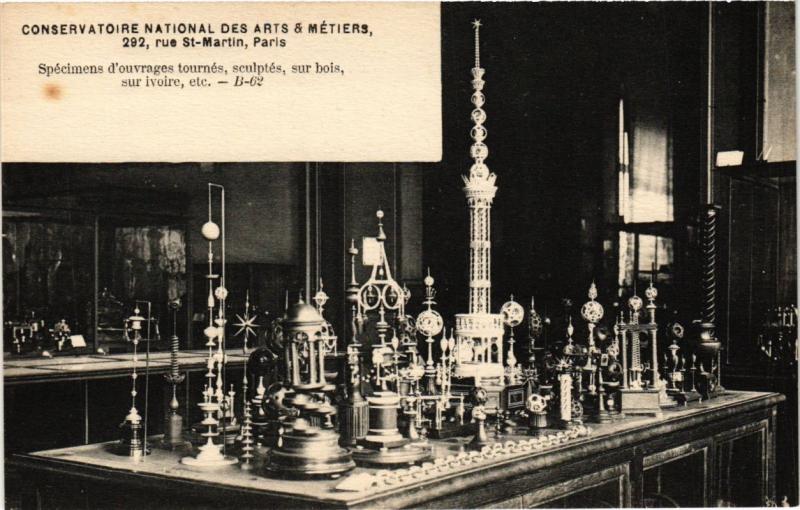 Carte postale ancienne Paris (3e) Cnam - Spécimens d'ouvrages tournés à Paris 3e