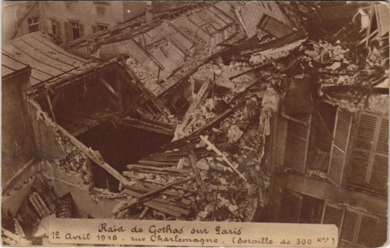 Carte postale ancienne Raid De Gothas Sur Paris (4e) rue Charlemagne 12 avril 1918 à Paris 4e