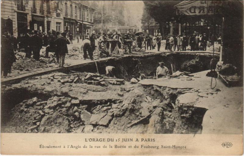 Carte postale ancienne Paris Orage Du 15 Juin Rue de la Boetie Faug Saint-honore
