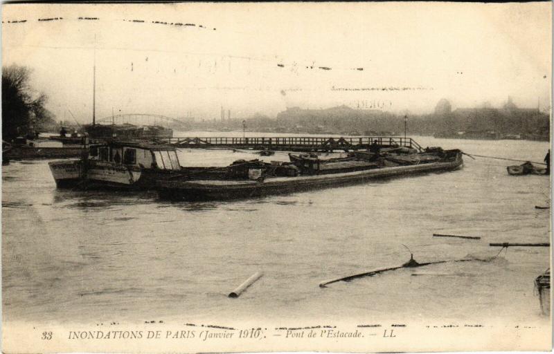 Carte postale ancienne Inondations Paris 1910 Pont de l'Estacade