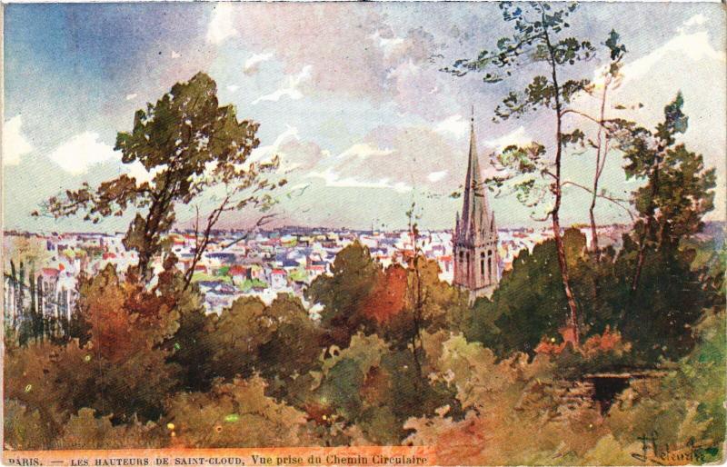 Carte postale ancienne Paris 16e-Les Hauteurs de Saint-Cloud-Vue prise du Chemin Circulaire à Saint-Cloud
