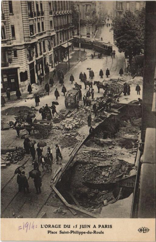 Carte postale ancienne Paris Orage Du 15 Juin Place Saint-Philippe-du-Roule
