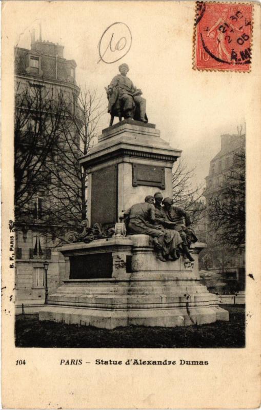 Carte postale ancienne Statue d'Alexandre Dumas à Paris 17e