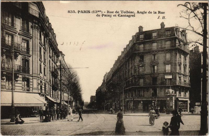 Carte postale ancienne Paris 13e - 835. Rue de Tolbiac. Angle de la Rue de Patay à Paris 13e