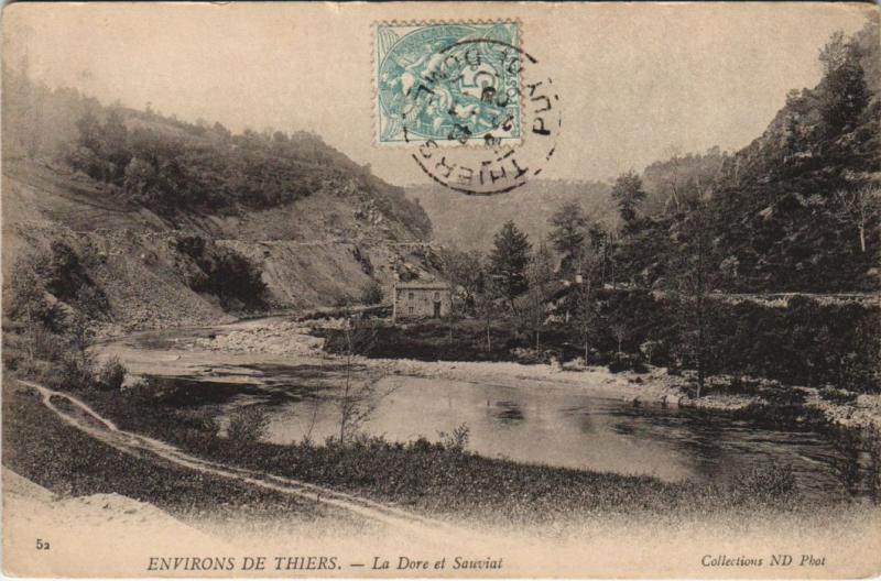 Carte postale ancienne Thiers Environs - La Dore et Sauviat à Sauviat