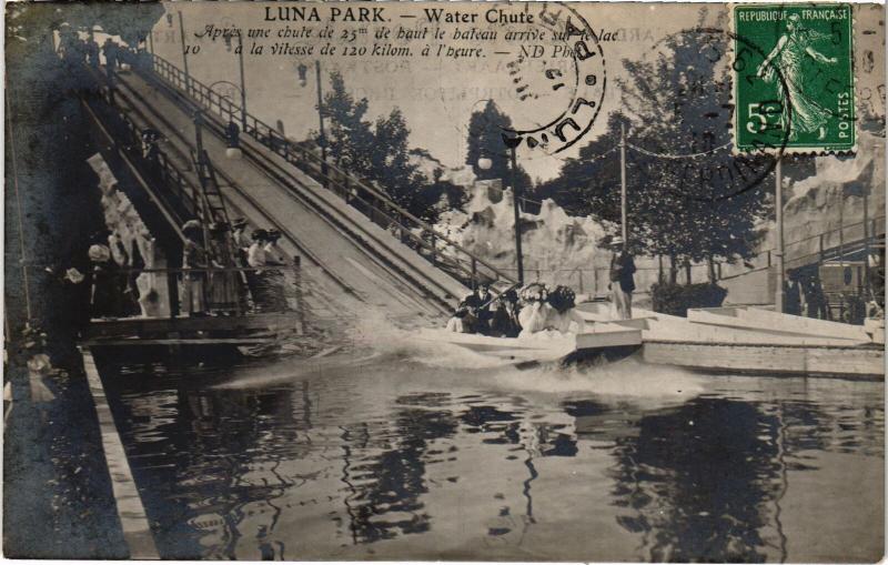 Carte postale ancienne Luna Park - Water Chute à Paris 17e