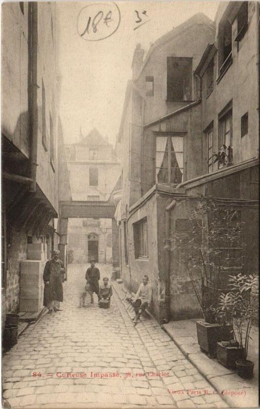 Carte postale ancienne Paris 3e - Curieuse Impasse à Paris 3e