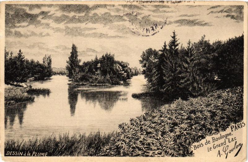 Carte postale ancienne Bois de Boulogne - Le Grand Lac à Paris 16e