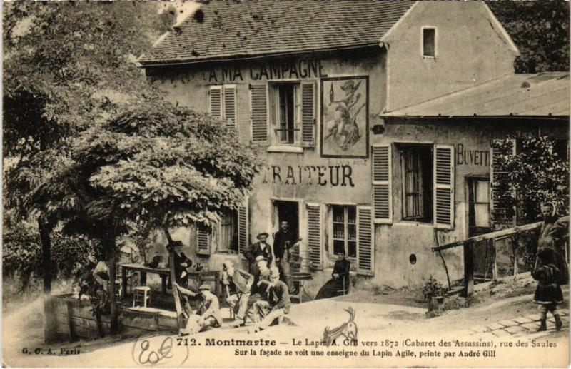 Carte postale ancienne Montmartre - Le Lapin A. Gill. Vers 1872 (Cabaret des assassins) à Paris 18e