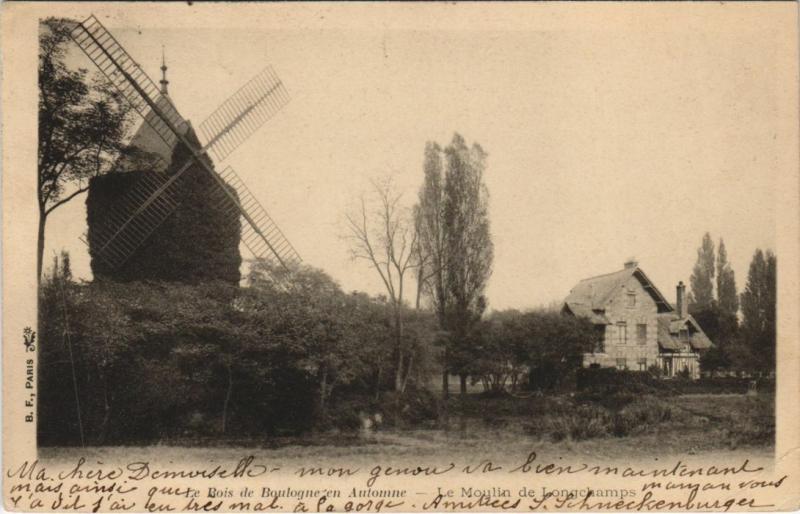 Carte postale ancienne Le Bois de Boulogne en Automne — Le Moulin de Longchamps à Paris 16e