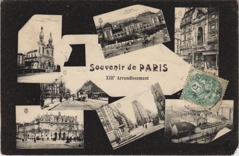 Carte postale ancienne Souvenir de Paris - 13e Arrondissement à Paris 13e