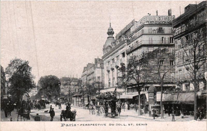 Carte postale ancienne Paris 3e Paris-Perspective du Boul. St. Denis à Paris 3e