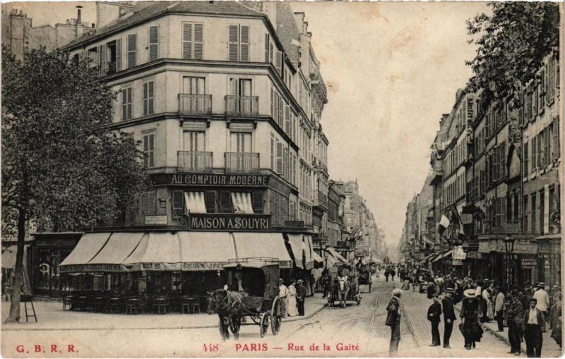 Carte postale ancienne Rue de la Gaité à Paris 14e
