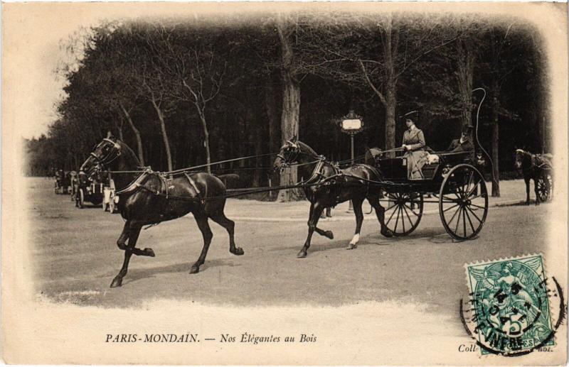 Carte postale ancienne Paris-Mondain - Nos Elégantes au Bois à Paris 16e