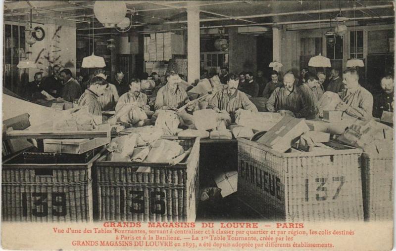 Carte postale ancienne Grands Magazins du Louvre Paris 1e Table Tournante logistique à Paris 1er