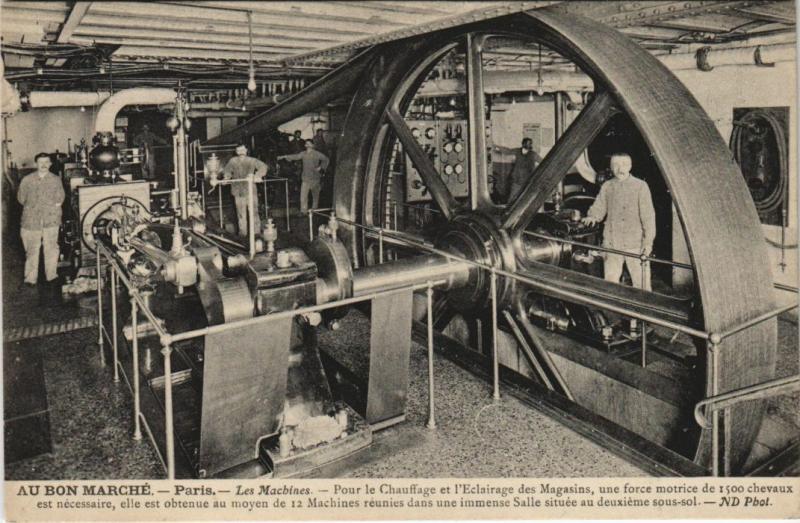 Carte postale ancienne Au Bon Marché Paris 9e Les Machines à Paris 7e