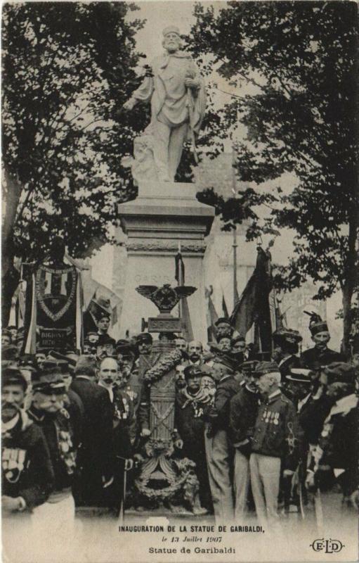 Carte postale ancienne Inauguration de la Statue de Garibaldi, le 13 Juillet 1907 à Paris 15e