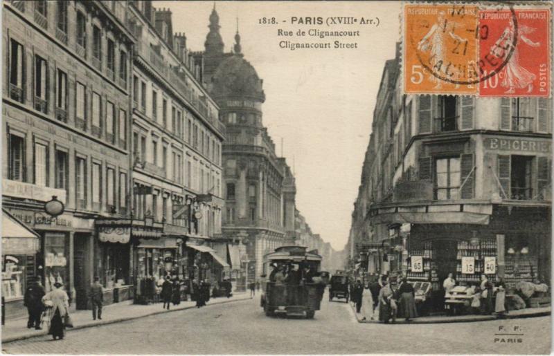 Carte postale ancienne Rue de Clignancourt à Paris 18e