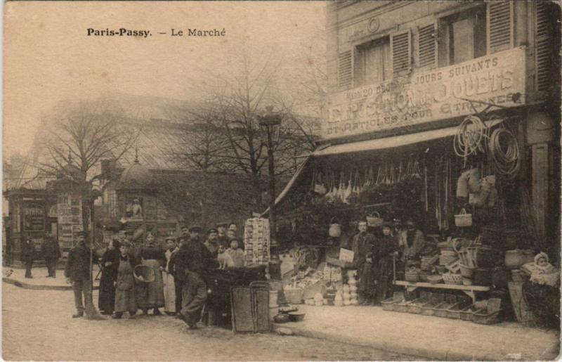 Carte postale ancienne Passy Paris 16e Le Marché à Paris 16e