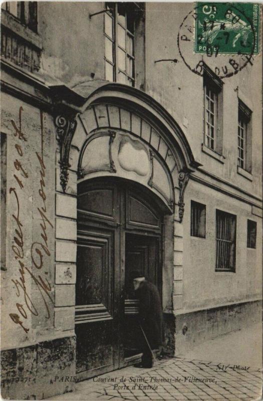 Carte postale ancienne Couvent de Saint-Thomas-de-Villeneuve Paris 17e Porte dEntrée à Paris 17e