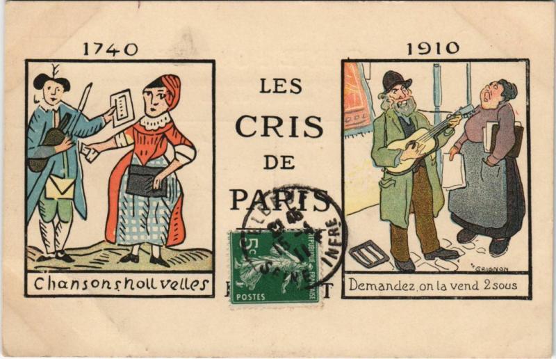Carte postale ancienne Les Cris de Paris Chansons