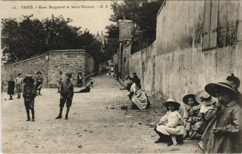 Carte postale ancienne Rues Becquerel et Saint-Vincent à Paris 18e