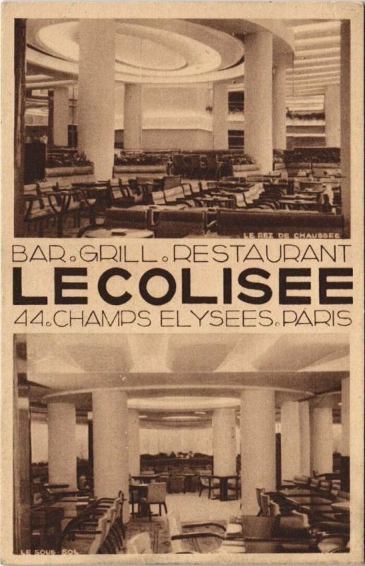 Carte postale ancienne Bar Restaurant Le Colisee Paris 44 Champs Elysée