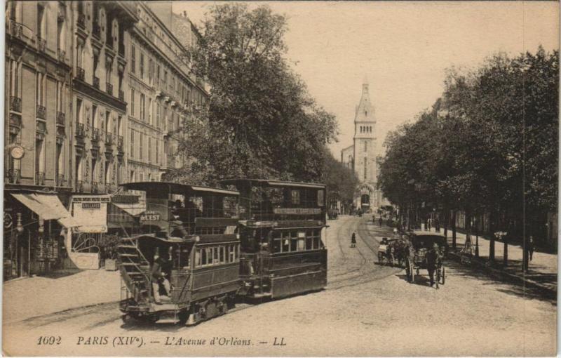 Carte postale ancienne Tramway Paris 14e Avenue d'Orléans à Paris 14e