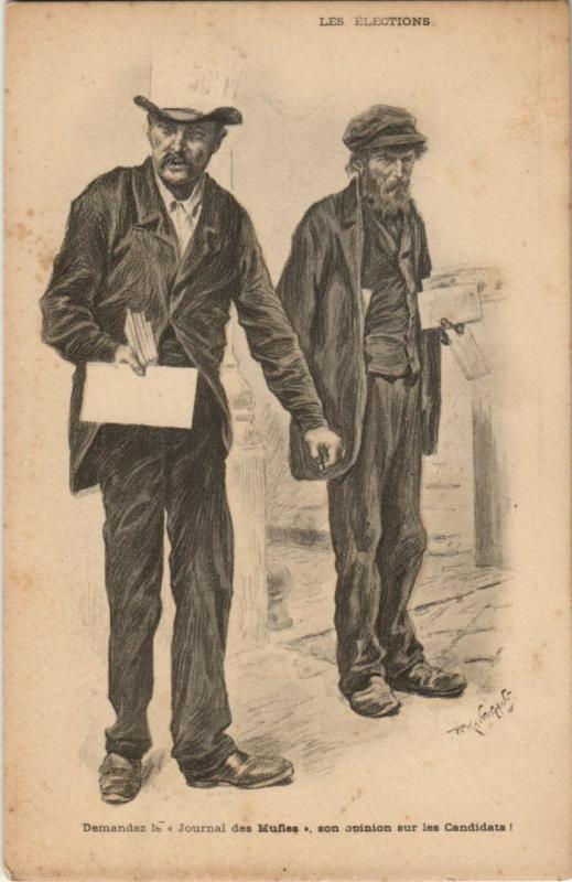 Carte postale ancienne Les Elections Paris Journal de Mufles