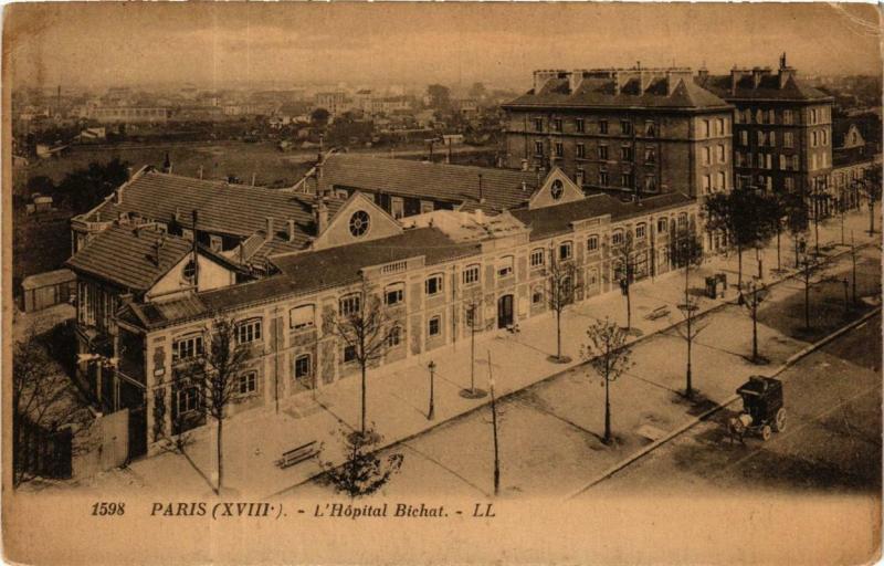 Carte postale ancienne L'Hôpital Bichat à Paris 18e