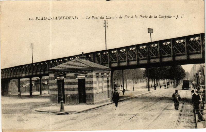 Carte postale ancienne Le Pont du Chemin de Fer à la Porte de la Chapelle à Paris 18e