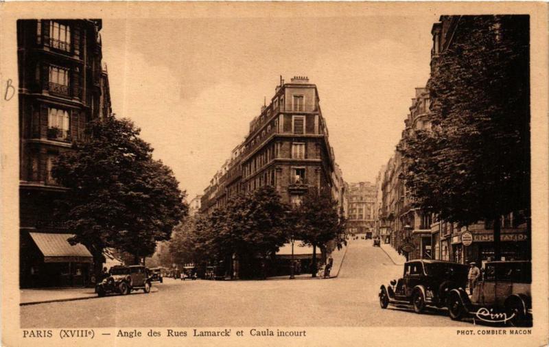 Carte postale ancienne Angle des Rues Lamarck et Caulaincourt à Paris 18e
