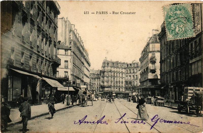Carte postale ancienne Paris 12e Rue Crozatier à Paris 12e