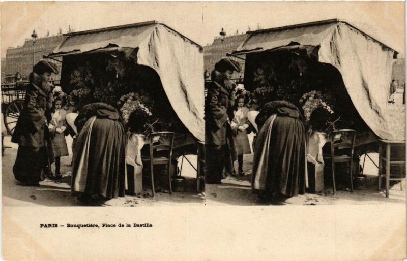 Carte postale ancienne Paris 12e Bouquitiere Place de la Bastille à Paris 12e
