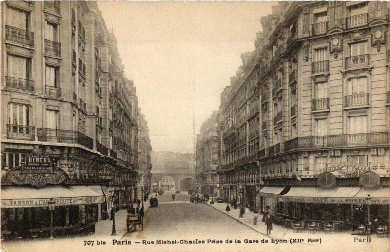 Carte postale ancienne Paris 12e Rue Michel-Charles prise de la Gare de Lyon F.Fleury à Paris 12e