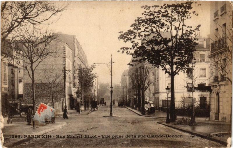 Carte postale ancienne Paris 12e Rue Michel Bizot vue prise de la rue Claude Decaen à Paris 12e