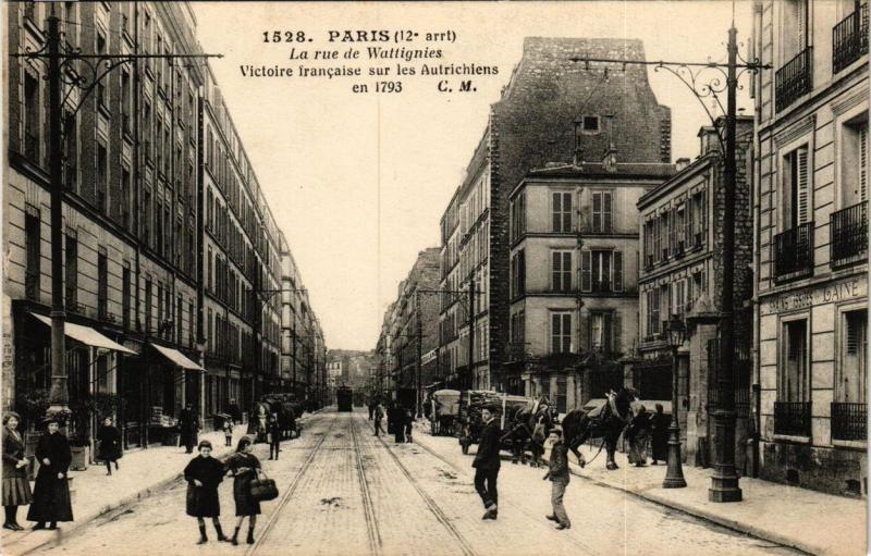 Carte postale ancienne La rue de Wattignies - Victoire française sur les Autrichiens en 1793 à Paris 12e