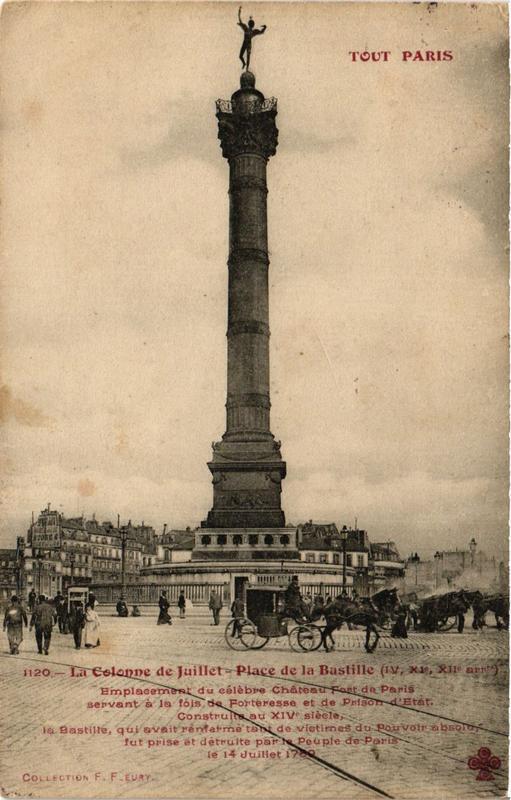 Carte postale ancienne Tout Paris 12e 1120 La Colonne de Juillet Place de la Bastille à Paris 12e