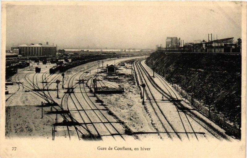 Carte postale ancienne Paris 12e Gare de Conflans en hiver à Paris 12e
