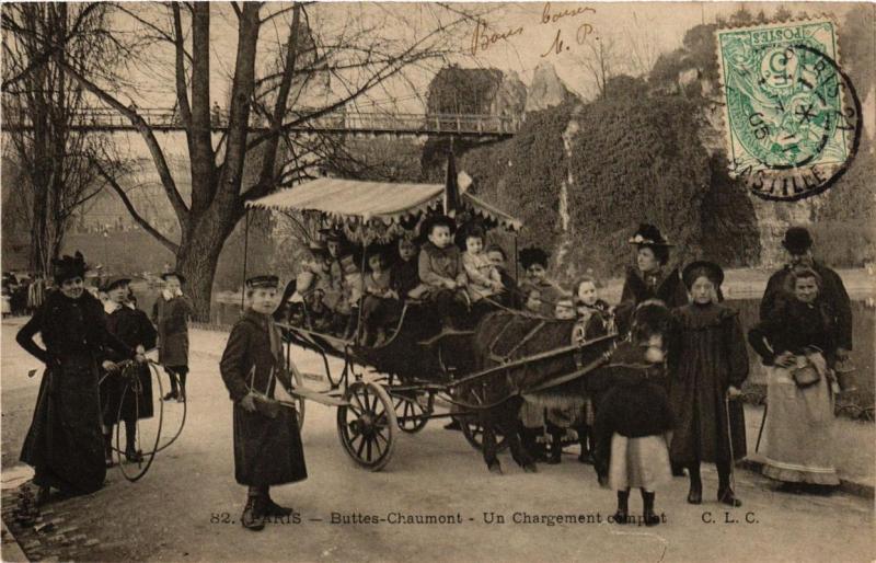 Carte postale ancienne Buttes-Chaumont - Un Chargement Complet à Paris 19e
