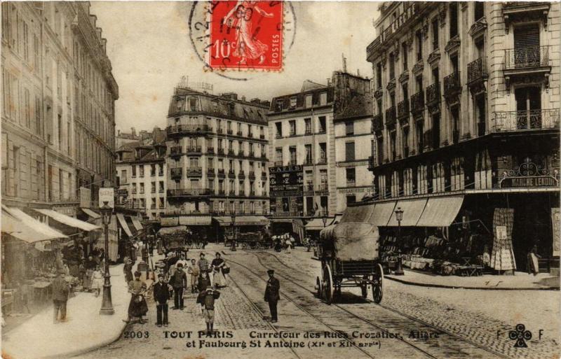 Carte postale ancienne Tout Paris 12e 2003 Carrefour des Rues Crozatier Aligre F. Fleury à Paris 12e