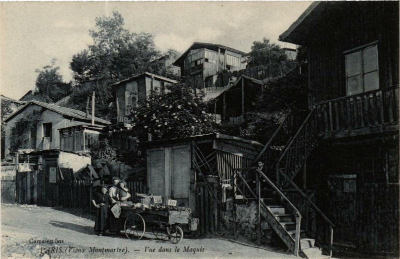 Carte postale ancienne Vieux Montmartre - Vue dans le Maquis à Paris 18e