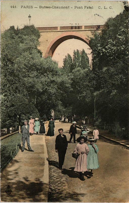 Carte postale ancienne Buttes-Chaumont - Pont Fatal à Paris 19e