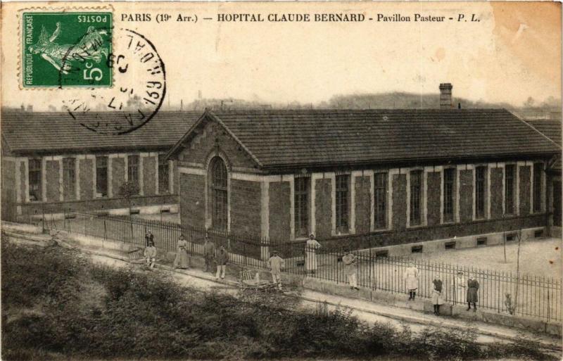 Carte postale ancienne Hôpital Claude Bernard - Pavillon Pasteur à Paris 19e