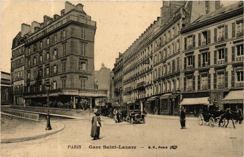 Carte postale ancienne Paris 9e Gare Saint-Lazare à Paris 9e