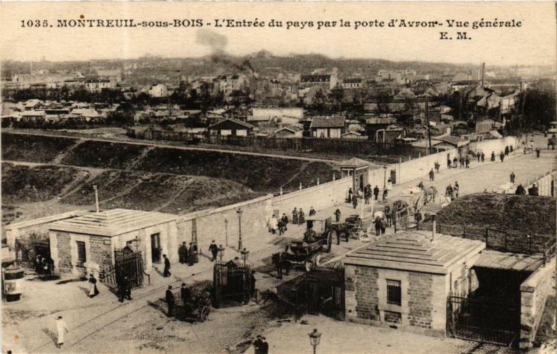Carte postale ancienne Montreuil-sous-Bois - L'entrée du pays par la porte d'Avron - Vue générale à Paris 20e
