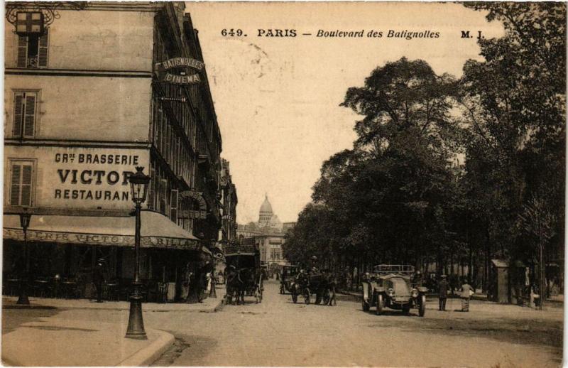 Carte postale ancienne Boulevard des Batignolles à Paris 17e
