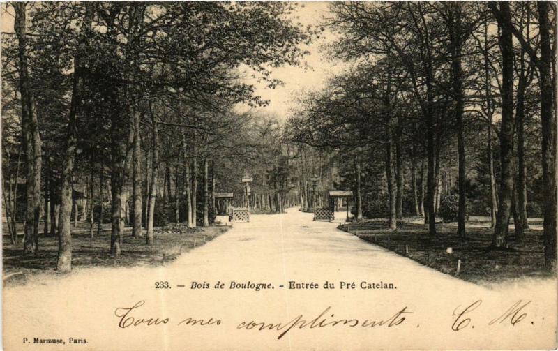 Carte postale ancienne Bois de Boulogne - Entrée du Pré Catelan à Paris 16e