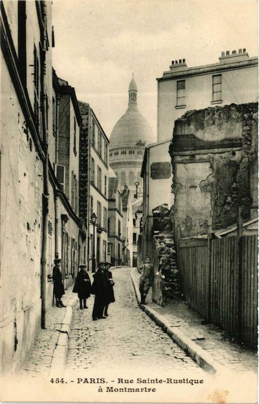Carte postale ancienne Rue Sainte-Rustique à Montmartre à Paris 18e