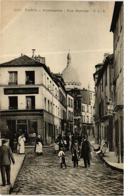 Carte postale ancienne Montmartre - Rue Norvins  à Paris 18e